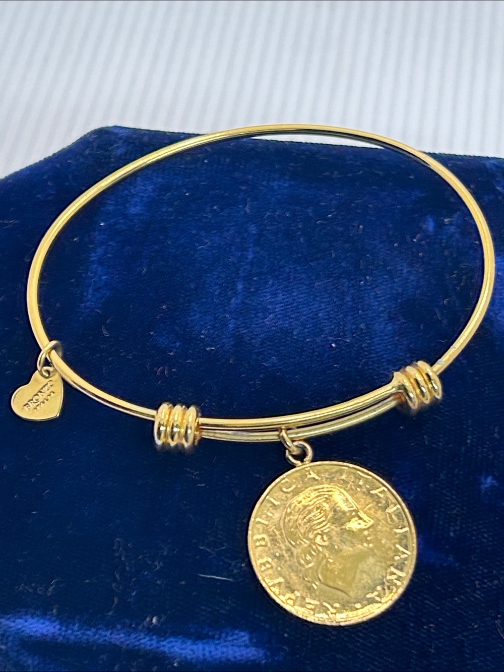 Milor Bronzo Italia Bronze  Gold-Tone Coin Charm Adjustable Bangle Bracelet